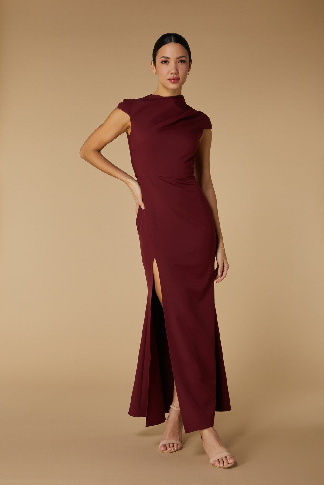 Burgundy maxi evening dress best sale