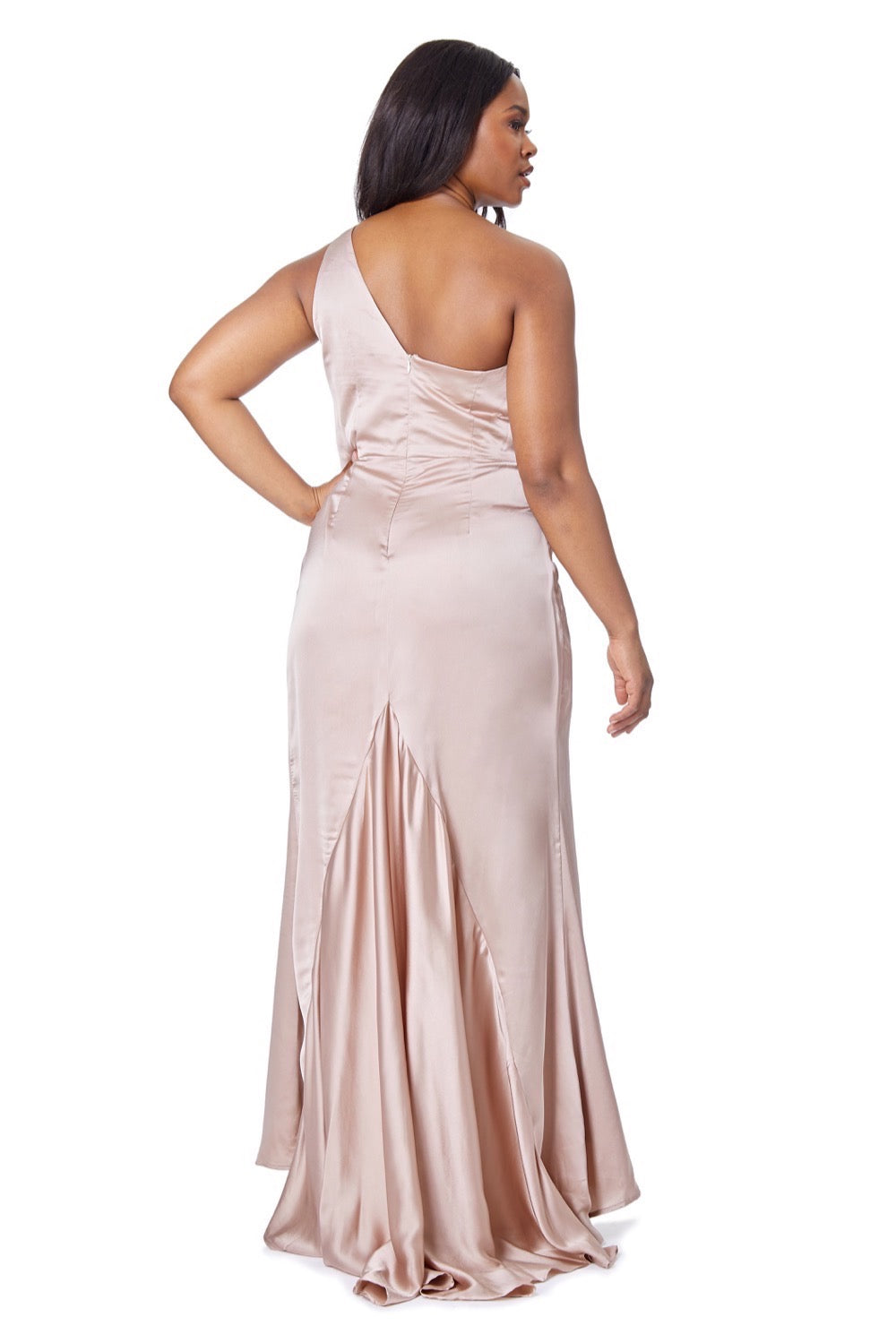 Lisa one shoulder fashion slinky maxi dress with pleat detail