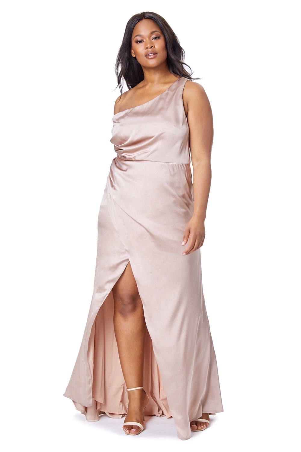 Pink one shop shoulder maxi dress