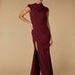 Jarlo Kip High Neck Burgundy Maxi Dress with Cap Sleeves