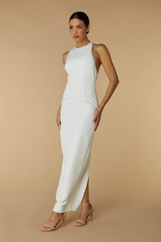 Rue High Neck Maxi Dress with Embellished Cut Out Detail