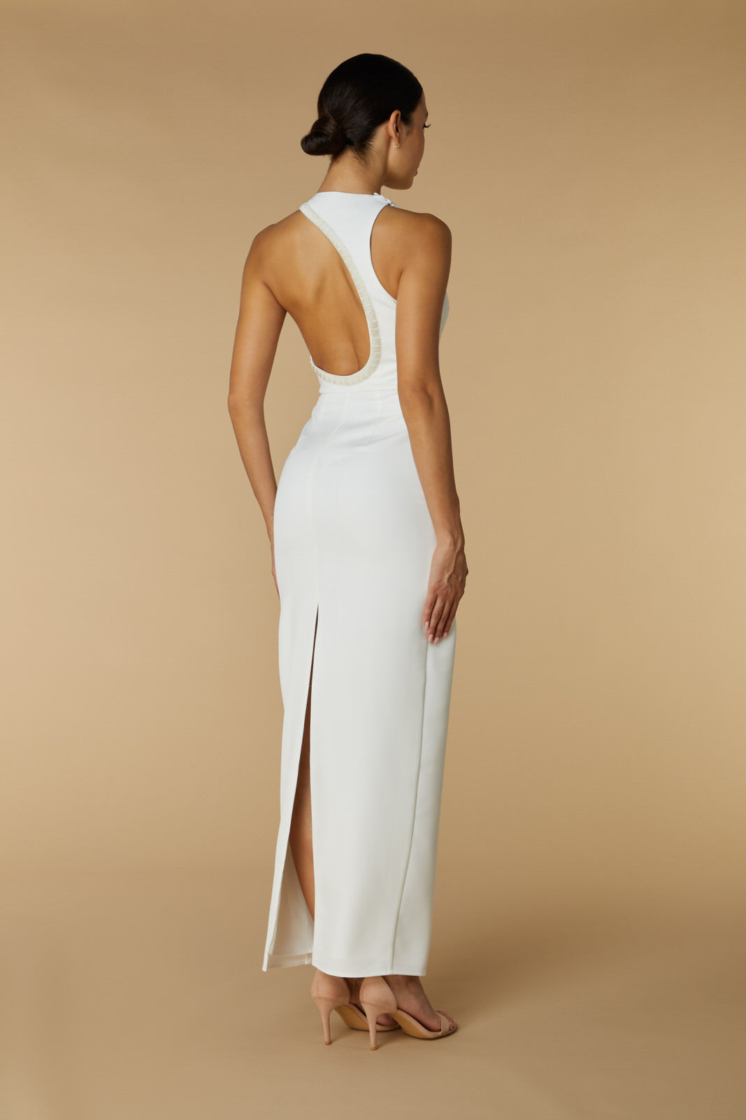 Rue High Neck Maxi Dress with Embellished Cut Out Detail