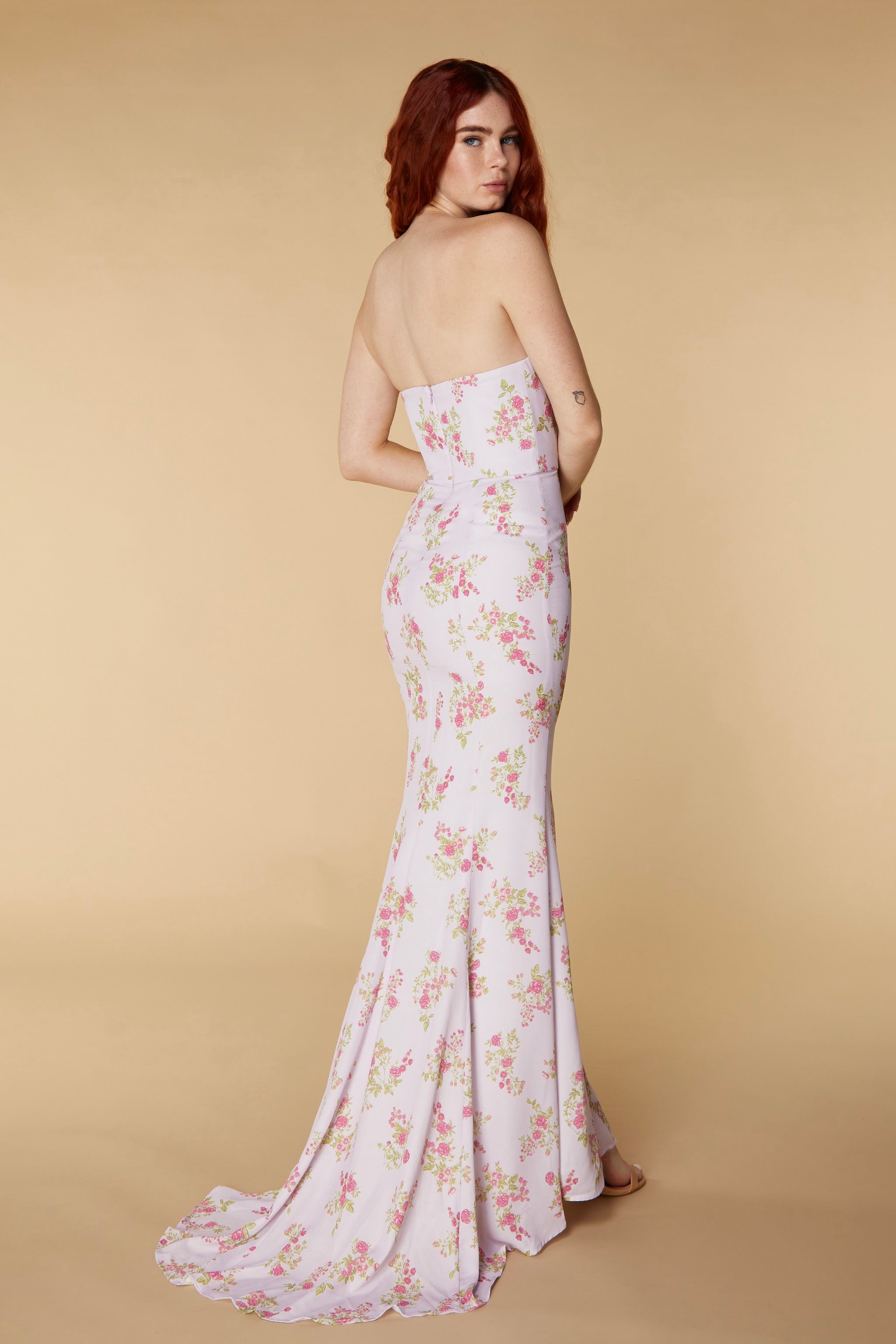 Strapless floral maxi outlet dress