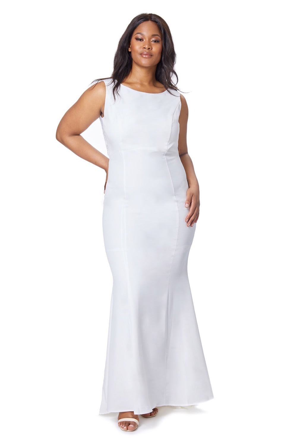 Jarlo s Cecelia Fishtail Maxi Dress with Lace Back Detail in Ivory Jarlo London