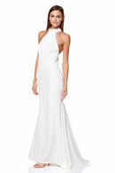 Jarlo's Cecily Halter Neck Maxi Dress with Back Strap Detail in ivory ...