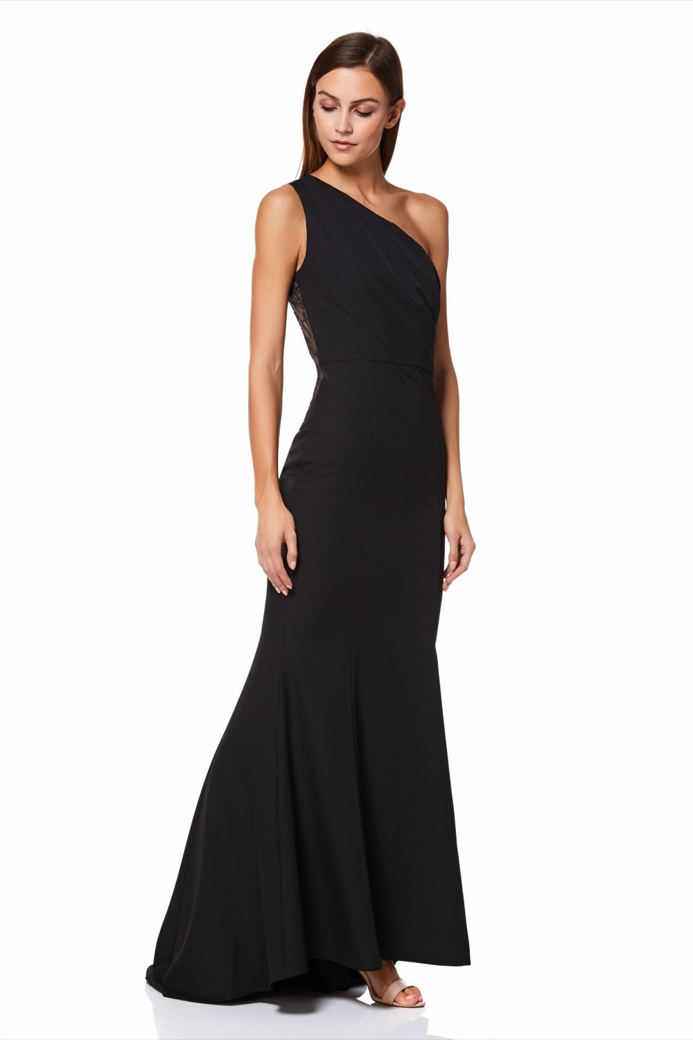 Zana One Shoulder Maxi Dress With Lace Back Jarlo London