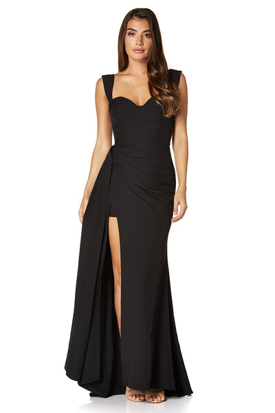 Jarlo s Melody Sweetheart Neckline Fishtail Maxi Dress in Black Jarlo London