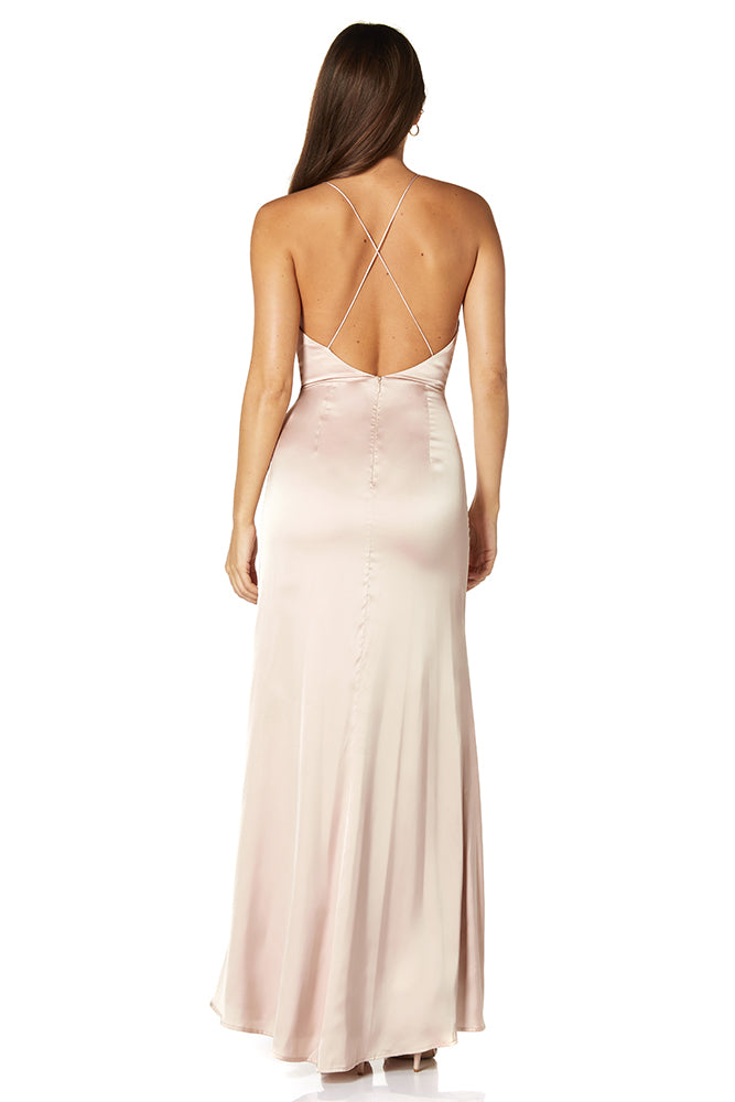 Deep v hot sale open back dress