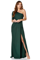 Jarlo's Gianna One Shoulder Maxi Dress with Thigh Split in Green ...
